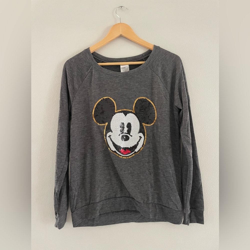 Disney Gray Mickey Mouse Crew Neck Sweater